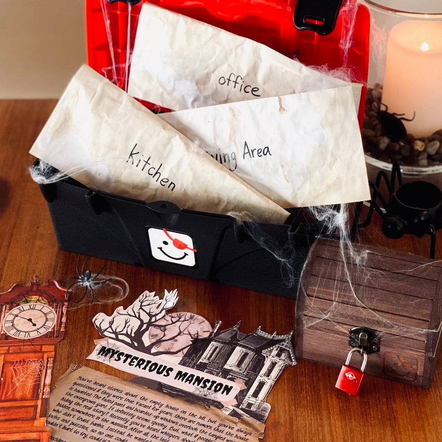 Get creative when setting up the themed printable escape games with the Blimey Box Game Kit. 