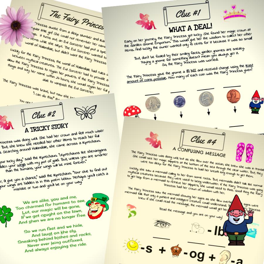 Fairy Princess Treasure Hunt | Escape Game for kids | Printable Treasure Hunt | Digital Download